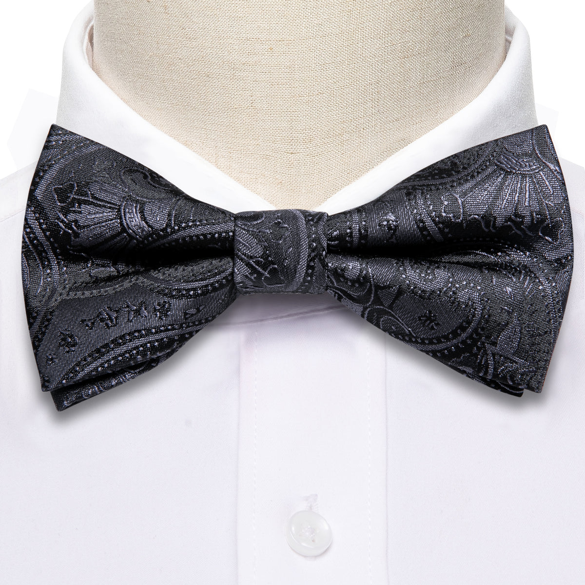 Black Paisley Silk Children Bow Tie Set bow ties    - Sophisticated Gentlemen