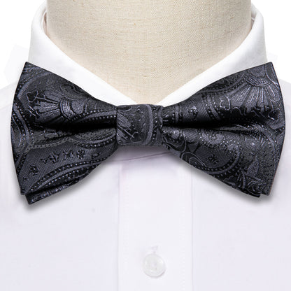 Black Paisley Silk Children Bow Tie Set bow ties    - Sophisticated Gentlemen