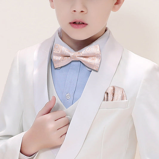 Pink Paisley Silk Children Bow Tie Set bow ties    - Sophisticated Gentlemen