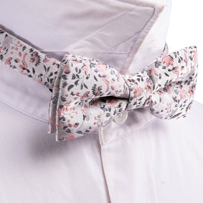 White Pink Floral Silk Children Bow Tie Set bow ties    - Sophisticated Gentlemen