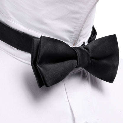 Black Solid Children Bow Tie Set bow ties    - Sophisticated Gentlemen