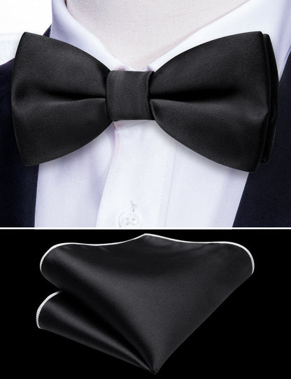 Black Solid Children Bow Tie Set bow ties    - Sophisticated Gentlemen