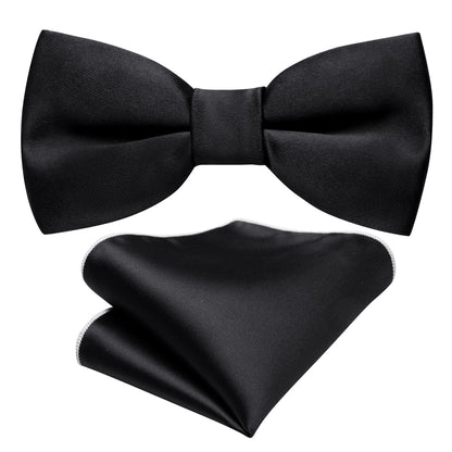 Black Solid Children Bow Tie Set bow ties    - Sophisticated Gentlemen