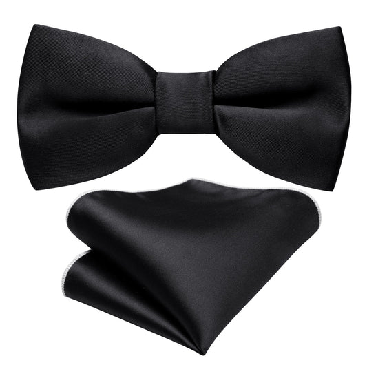 Black Solid Children Bow Tie Set bow ties    - Sophisticated Gentlemen