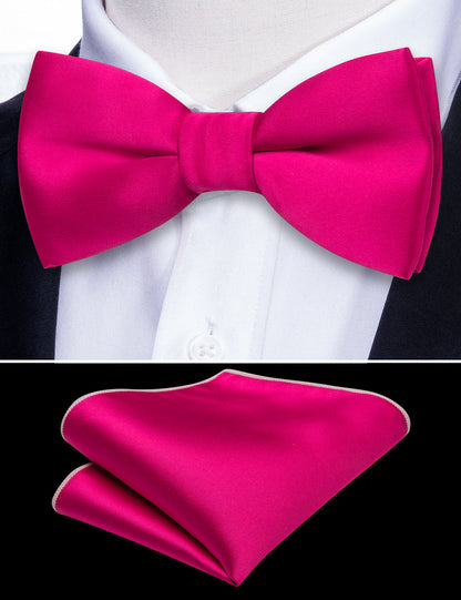 Rose Red Solid Silk Children Bow Tie Set bow ties    - Sophisticated Gentlemen