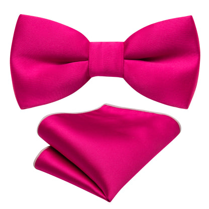 Rose Red Solid Silk Children Bow Tie Set bow ties    - Sophisticated Gentlemen