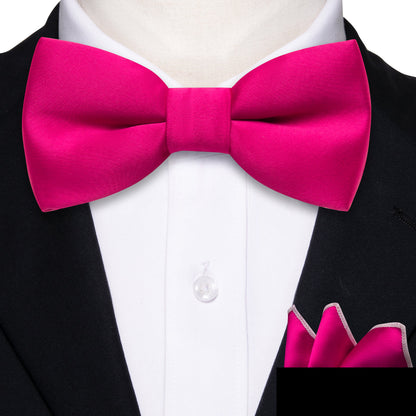 Rose Red Solid Silk Children Bow Tie Set bow ties    - Sophisticated Gentlemen