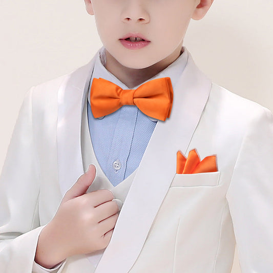 Orange Solid Kids Bow Tie Set bow ties    - Sophisticated Gentlemen