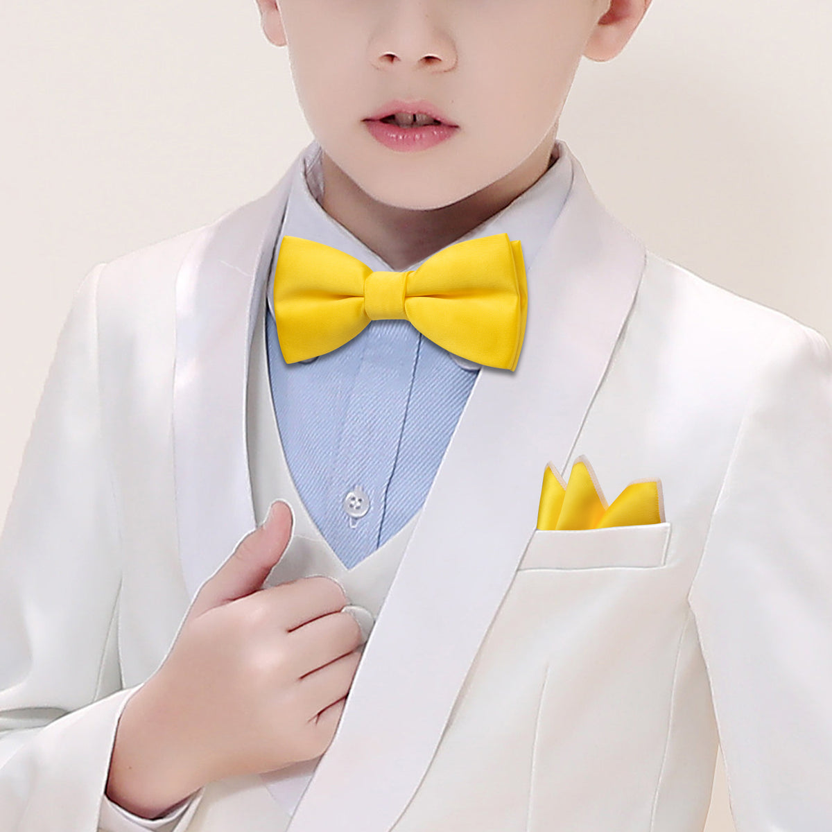 Canary Solid Bow Tie Set bow ties    - Sophisticated Gentlemen