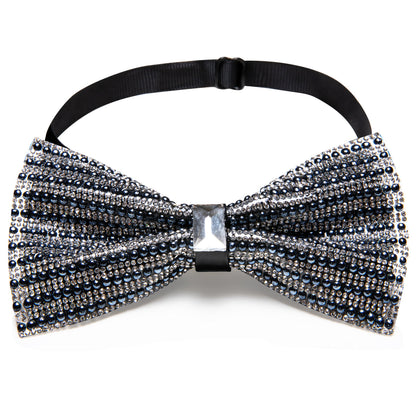 Black White Shining Rhinestones Wedding Bow Tie Set bow ties    - Sophisticated Gentlemen