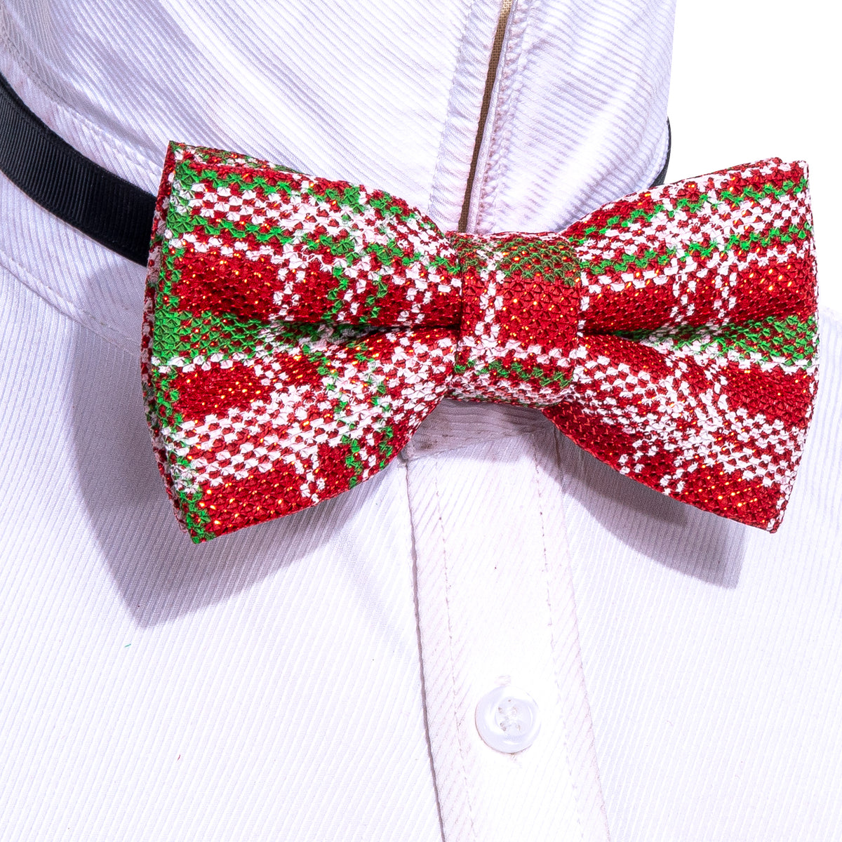 Red Green Plaid Silk Christmas Bow Tie Set bow ties    - Sophisticated Gentlemen