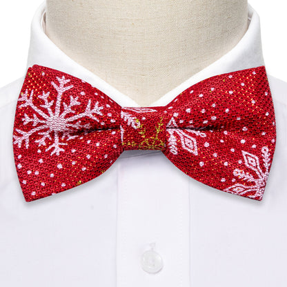 Red White Floral Silk Christmas Bow Tie Set bow ties    - Sophisticated Gentlemen