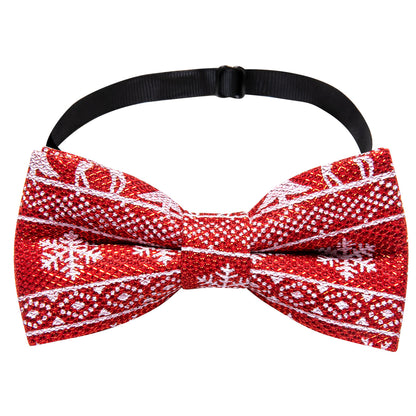 Red White Christmas Silk Fashion Bow Tie Set bow ties    - Sophisticated Gentlemen
