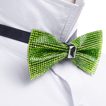 Green Shining Rhinestones Bow Tie Set bow ties    - Sophisticated Gentlemen