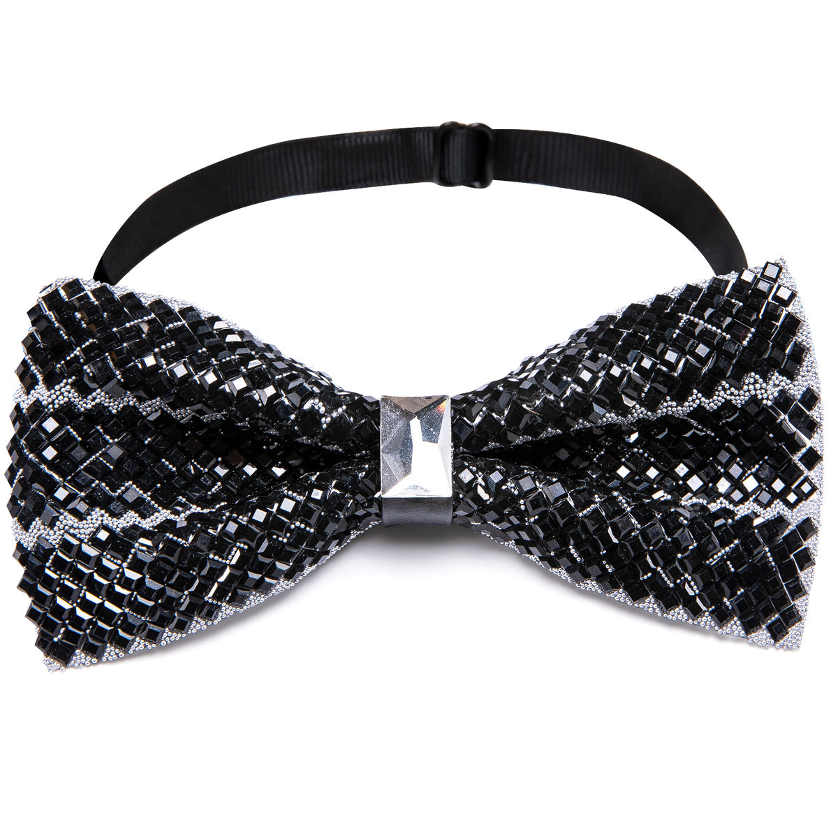 Black Shining Rhinestones Bow Tie Set bow ties    - Sophisticated Gentlemen
