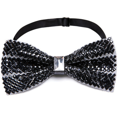 Black Shining Rhinestones Bow Tie Set bow ties    - Sophisticated Gentlemen