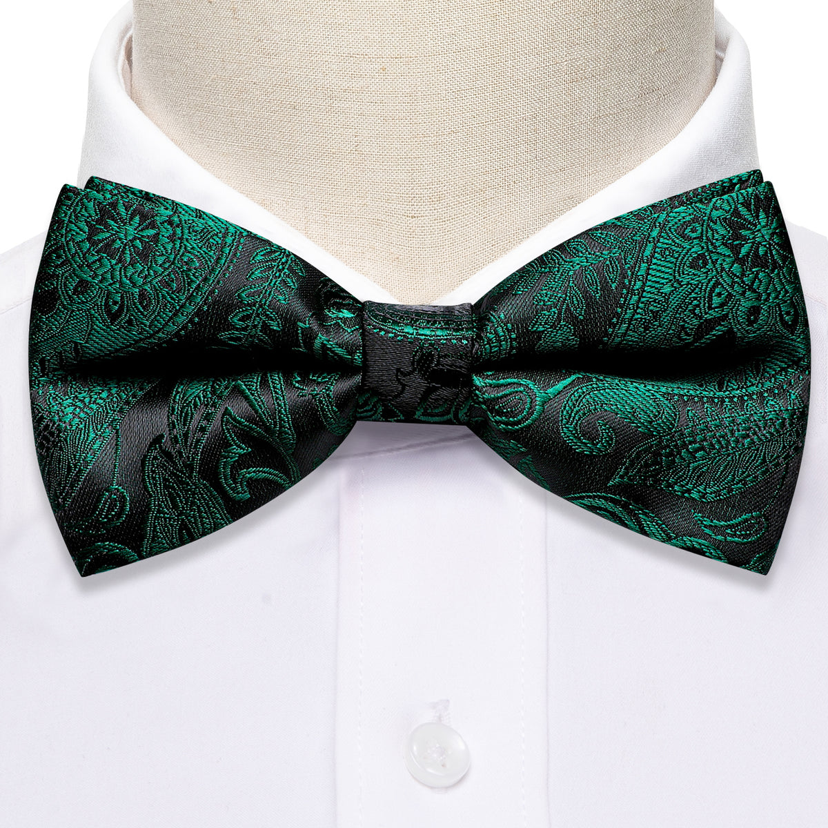 Green Black Paisley Bow Tie Set bow ties    - Sophisticated Gentlemen