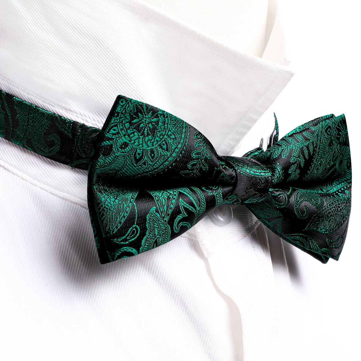 Green Black Paisley Bow Tie Set bow ties    - Sophisticated Gentlemen