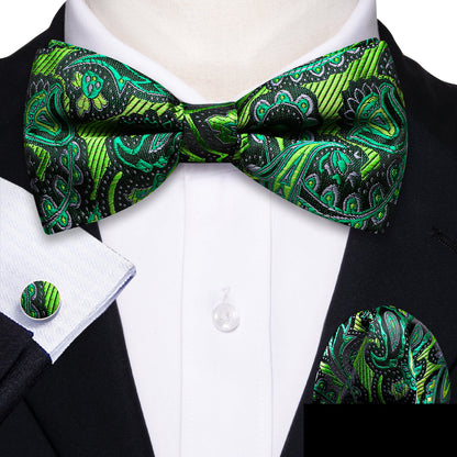 Green Paisley Bow Tie Set bow ties    - Sophisticated Gentlemen