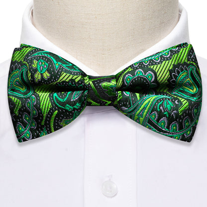 Green Paisley Bow Tie Set bow ties    - Sophisticated Gentlemen
