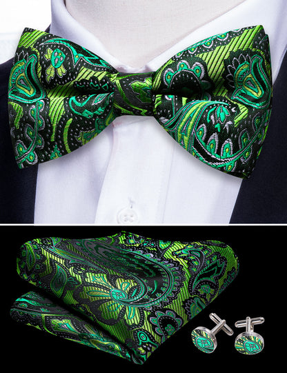 Green Paisley Bow Tie Set bow ties    - Sophisticated Gentlemen