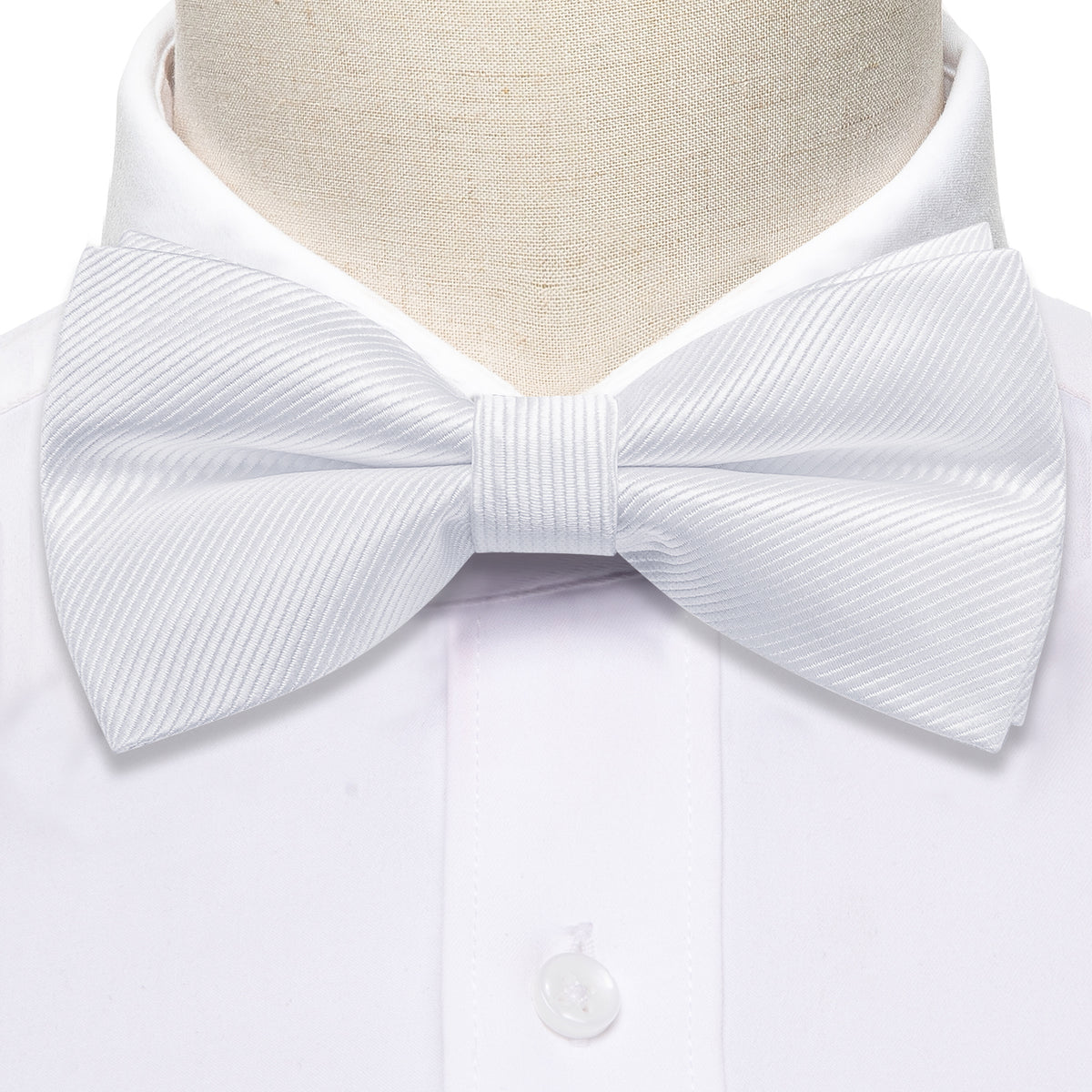 White Solid Wedding Bow Tie Set bow ties    - Sophisticated Gentlemen