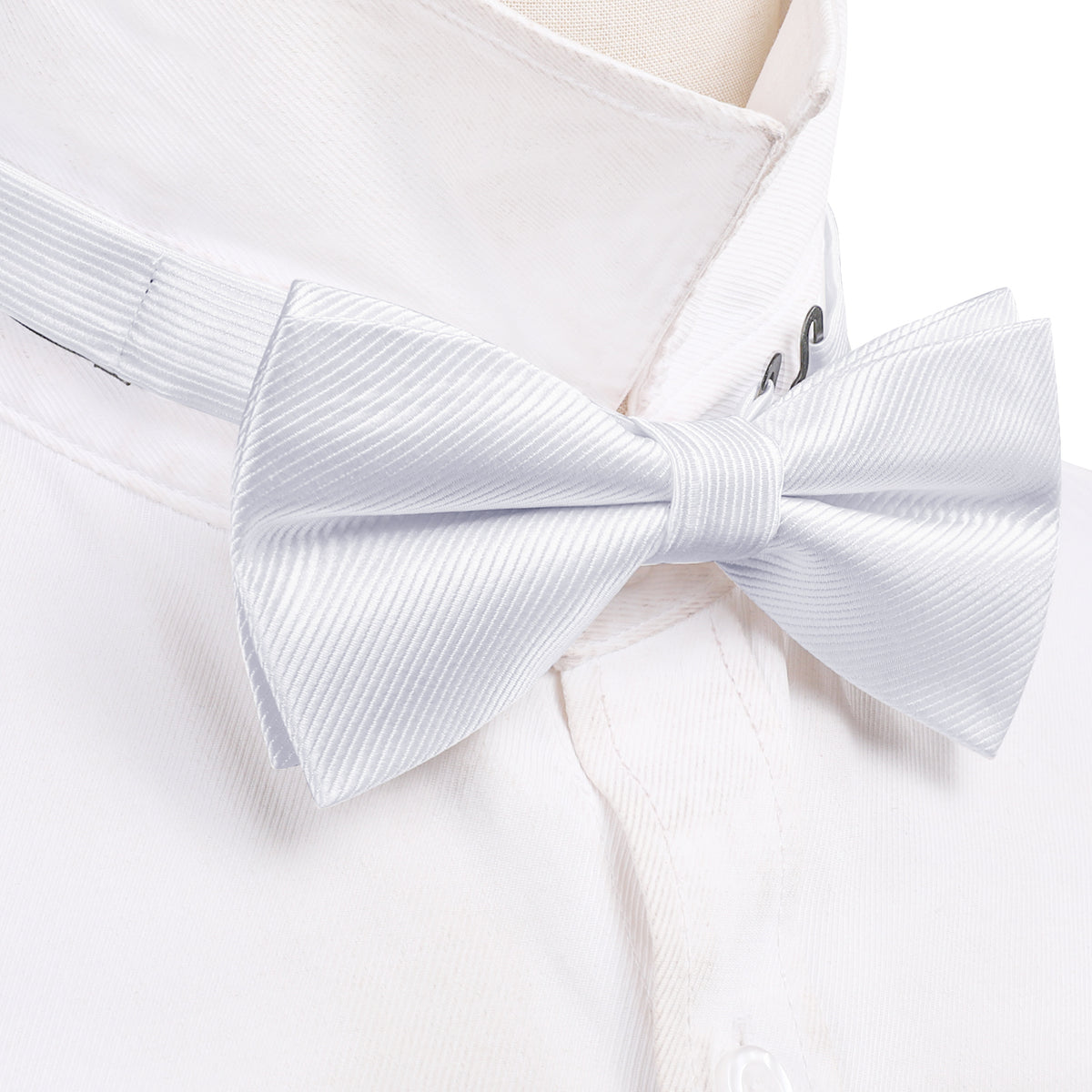White Solid Wedding Bow Tie Set bow ties    - Sophisticated Gentlemen
