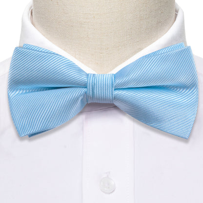 Blue Solid Bow Tie Set bow ties    - Sophisticated Gentlemen