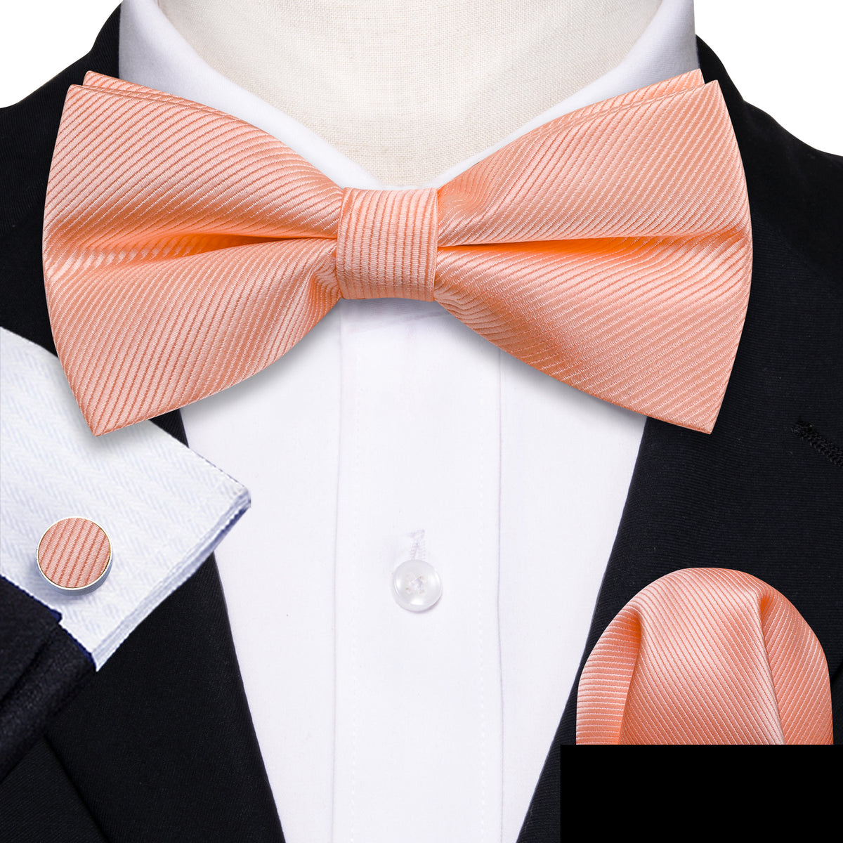 Pale Orange Solid Bow Tie Set bow ties    - Sophisticated Gentlemen