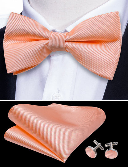 Pale Orange Solid Bow Tie Set bow ties    - Sophisticated Gentlemen
