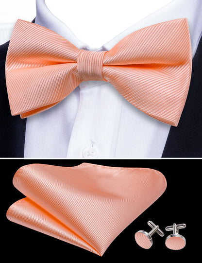 Pale Orange Solid Bow Tie Set bow ties    - Sophisticated Gentlemen
