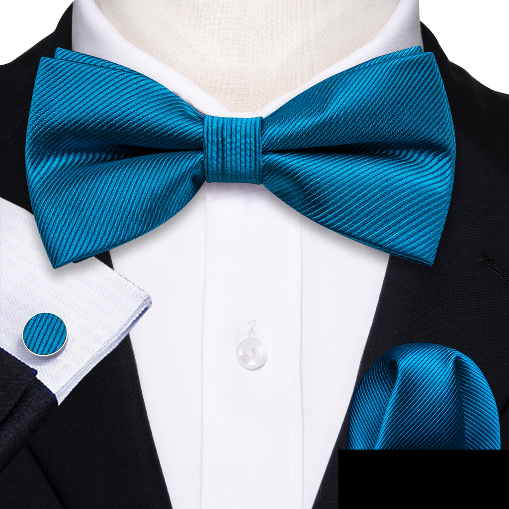 Sky Blue Solid Bow Tie Set bow ties    - Sophisticated Gentlemen