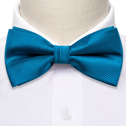 Sky Blue Solid Bow Tie Set bow ties    - Sophisticated Gentlemen