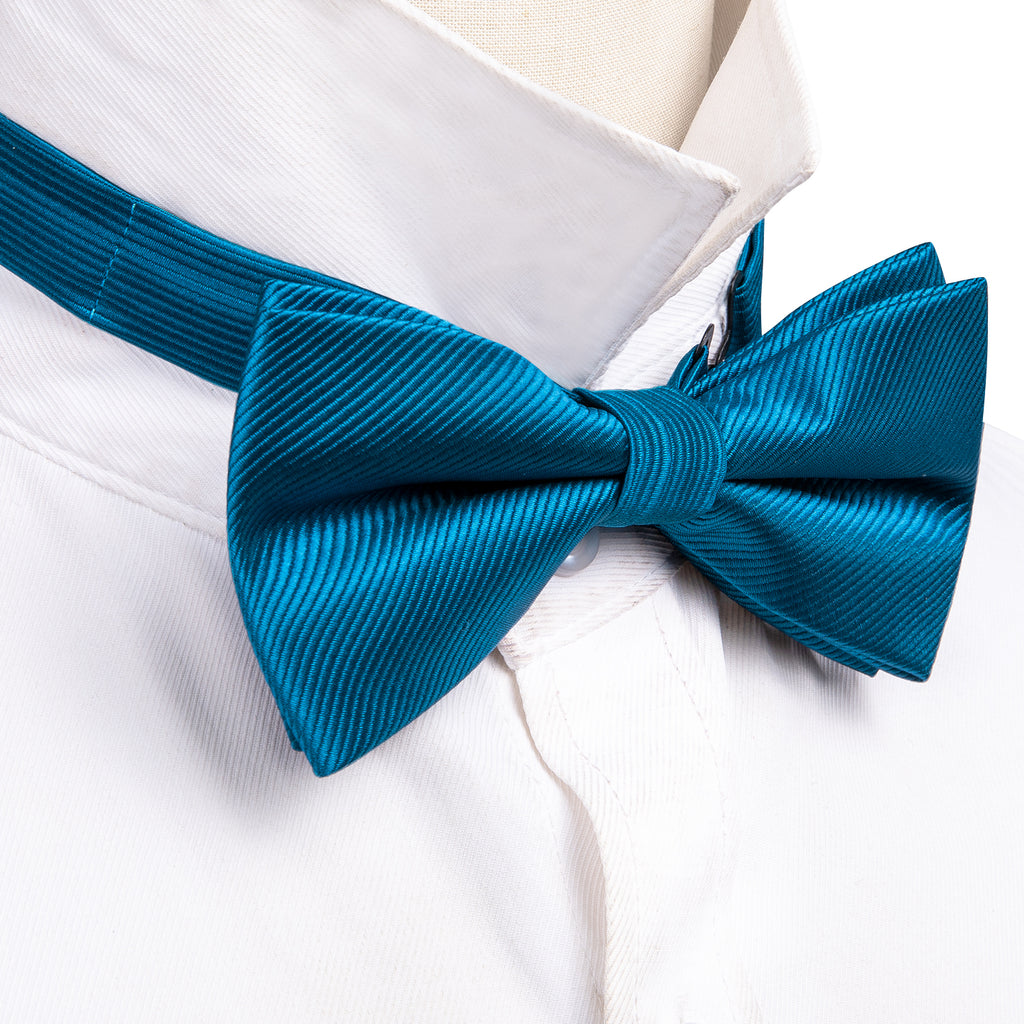 Sky Blue Solid Bow Tie Set bow ties    - Sophisticated Gentlemen