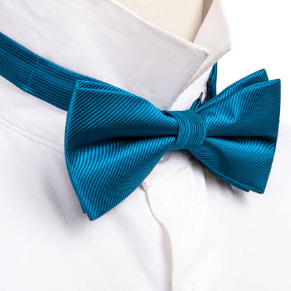 Sky Blue Solid Bow Tie Set bow ties    - Sophisticated Gentlemen