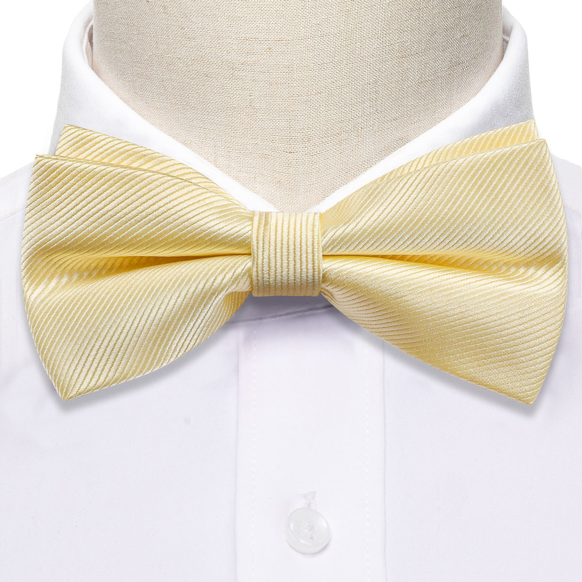 Lemon Chiffon Solid Bow Tie Set bow ties    - Sophisticated Gentlemen