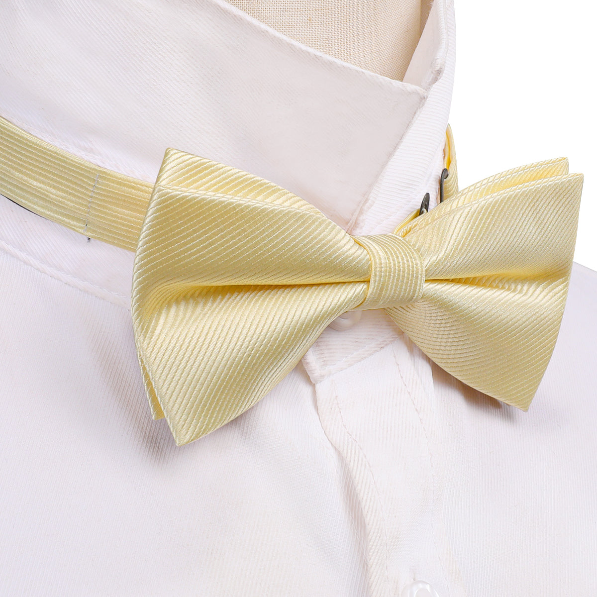 Lemon Chiffon Solid Bow Tie Set bow ties    - Sophisticated Gentlemen