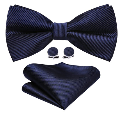 Blue Salvia Solid Bow Tie Set bow ties    - Sophisticated Gentlemen