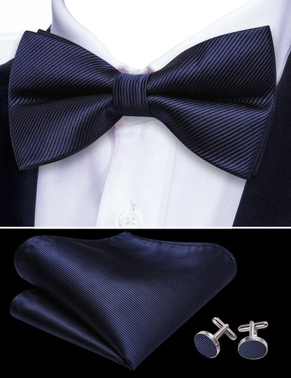 Blue Salvia Solid Bow Tie Set bow ties    - Sophisticated Gentlemen