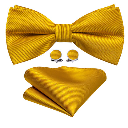 Yellow Amber Solid Bow Tie Set bow ties    - Sophisticated Gentlemen