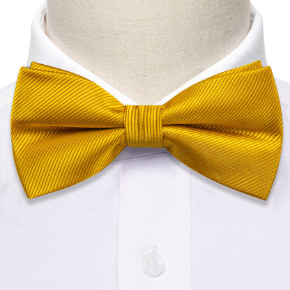 Yellow Amber Solid Bow Tie Set bow ties    - Sophisticated Gentlemen