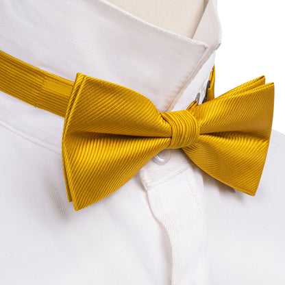 Yellow Amber Solid Bow Tie Set bow ties    - Sophisticated Gentlemen