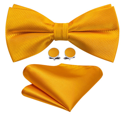 Honey Orange Solid Bow Tie Set bow ties    - Sophisticated Gentlemen
