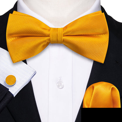 Honey Orange Solid Bow Tie Set bow ties    - Sophisticated Gentlemen