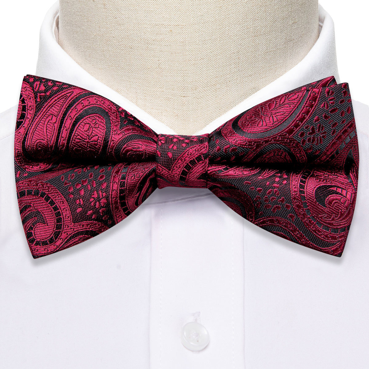 Black Red Paisley Beautiful Bow Tie Set bow ties    - Sophisticated Gentlemen