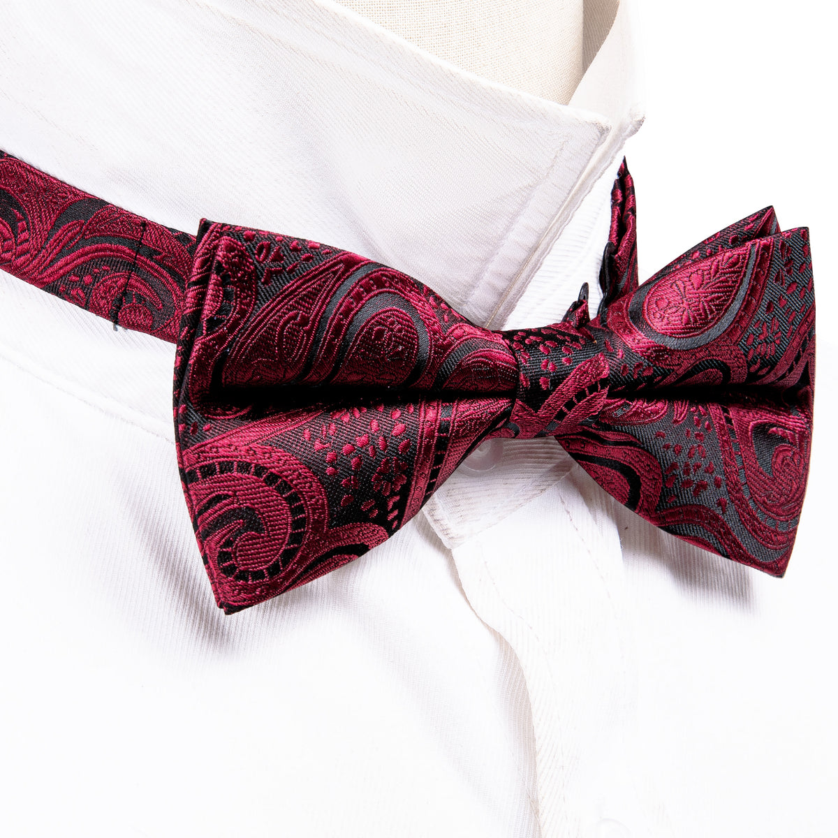 Black Red Paisley Beautiful Bow Tie Set bow ties    - Sophisticated Gentlemen