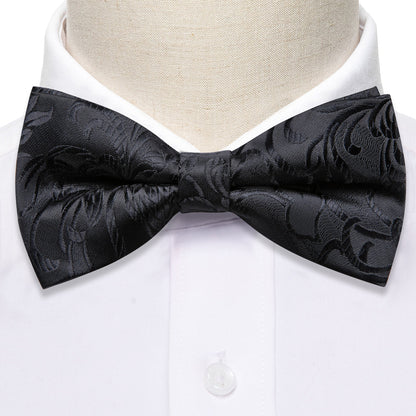 Black Paisley Bow Tie Set bow ties    - Sophisticated Gentlemen