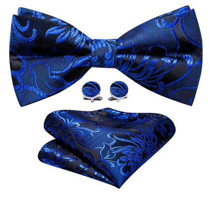 Cobalt Blue Paisley Bow Tie Set bow ties    - Sophisticated Gentlemen