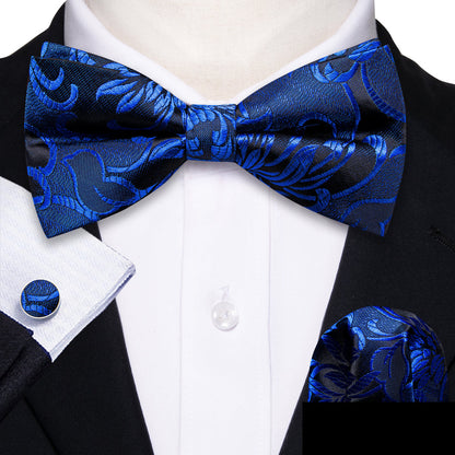Cobalt Blue Paisley Bow Tie Set bow ties    - Sophisticated Gentlemen