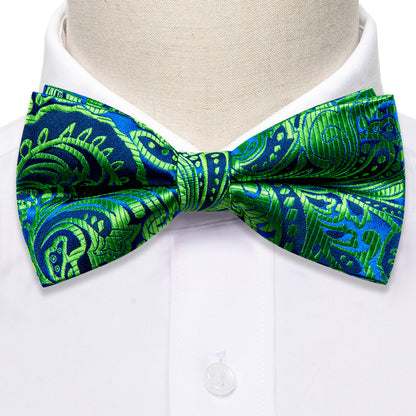 Teal Blue Paisley Bow Tie Set bow ties    - Sophisticated Gentlemen